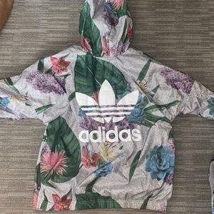 Adidas floral print half zip windbreaker